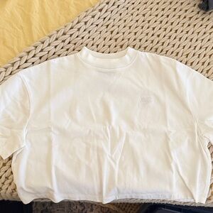 Nike White Cropped Crew Tee with Tonal Swoosh